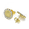 Oro Laminado Stud Earring, Gold Filled Style with White Crystal, Polished, Golden Finish, 02.331.0052