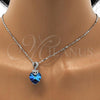 Rhodium Plated Pendant Necklace, Heart Design, with Bermuda Blue and Aurore Boreale Swarovski Crystals, Polished, Rhodium Finish, 04.239.0044.1.18