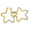 Stainless Steel Medium Hoop, Star Design, with White Crystal, Polished, Golden Finish, 02.355.0001.40