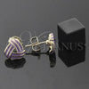 Oro Laminado Dangle Earring, Gold Filled Style Love Knot Design, Purple Enamel Finish, Golden Finish, 5.126.054.1 *PROMO*