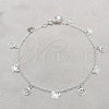 Sterling Silver Fancy Anklet, Butterfly Design, Polished, Silver Finish, 03.409.0091.10