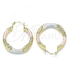 Oro Laminado Medium Hoop, Gold Filled Style Diamond Cutting Finish, Tricolor, 02.170.0391.30