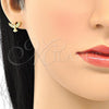 Oro Laminado Stud Earring, Gold Filled Style Eagle Design, with White Micro Pave, Polished, Golden Finish, 02.342.0058