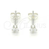 Sterling Silver Stud Earring, with White Cubic Zirconia, Polished,, 02.63.2614