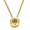 Oro Laminado Pendant Necklace, Gold Filled Style with Garnet Micro Pave, Polished, Golden Finish, 04.156.0338.2.20