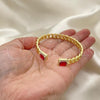 Oro Laminado Individual Bangle, Gold Filled Style Miami Cuban Design, with Garnet Cubic Zirconia and White Micro Pave, Polished, Golden Finish, 07.341.0035.1