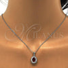 Sterling Silver Earring and Pendant Adult Set, with Garnet and White Cubic Zirconia, Polished, Rhodium Finish, 10.286.0027.1