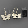 Oro Laminado Dangle Earring, Gold Filled Style Butterfly Design, Diamond Cutting Finish, Golden Finish, 5.094.007