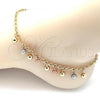 Oro Laminado Charm Anklet , Gold Filled Style Ball Design, Matte Finish, Tricolor, 03.331.0069.10