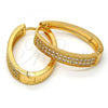 Oro Laminado Huggie Hoop, Gold Filled Style with White Micro Pave, Polished, Golden Finish, 02.217.0045.20