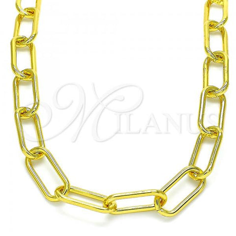 Oro Laminado Basic Necklace, Gold Filled Style Paperclip Design, Polished, Golden Finish, 04.341.0081.18