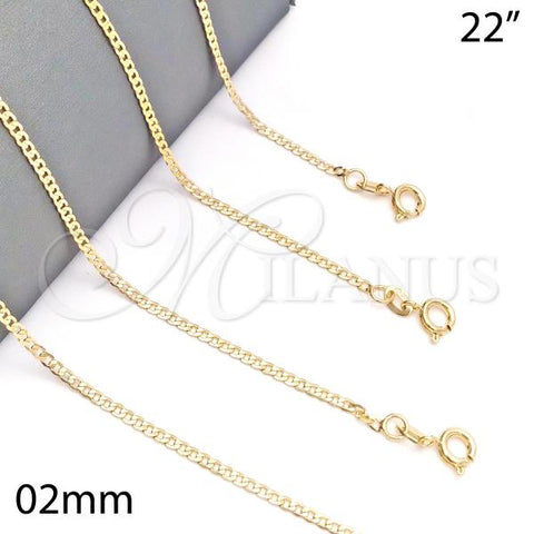 Oro Laminado Basic Necklace, Gold Filled Style Curb Design, Polished, Golden Finish, 04.58.0005.22