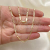 Oro Laminado Basic Necklace, Gold Filled Style Figaro Design, Polished, Golden Finish, 5.222.018.22
