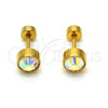 Stainless Steel Stud Earring, with Aurore Boreale Crystal, Polished, Golden Finish, 02.271.0008.8