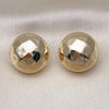 Oro Laminado Stud Earring, Gold Filled Style Hollow and Ball Design, Polished, Golden Finish, 02.195.0341