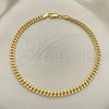 Oro Laminado Basic Anklet, Gold Filled Style Miami Cuban Design, Polished, Golden Finish, 04.63.1397.10