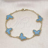 Oro Laminado Fancy Bracelet, Gold Filled Style Butterfly and Rolo Design, with Turquoise Opal, Polished, Golden Finish, 03.313.0042.4.08