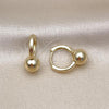 Oro Laminado Huggie Hoop, Gold Filled Style Ball Design, Polished, Golden Finish, 02.213.0794.14