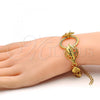 Oro Laminado Fancy Bracelet, Gold Filled Style Leaf Design, with White Crystal, Polished, Golden Finish, 03.241.0001.08