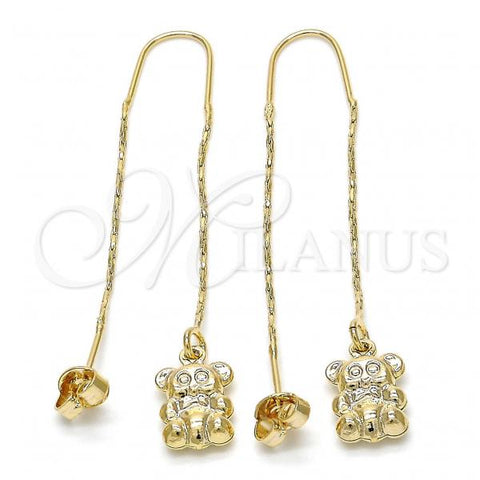 Oro Laminado Threader Earring, Gold Filled Style Elephant Design, Polished, Golden Finish, 02.65.2494