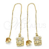 Oro Laminado Threader Earring, Gold Filled Style Elephant Design, Polished, Golden Finish, 02.65.2494