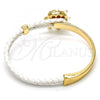 Oro Laminado Individual Bangle, Gold Filled Style Elephant Design, with White Crystal, White Enamel Finish, Golden Finish, 07.179.0001 (06 MM Thickness, One size fits all)