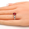 Rhodium Plated Multi Stone Ring, with Light Siam Swarovski Crystals, Polished, Rhodium Finish, 01.239.0009.4 (One size fits all)