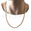 Oro Laminado Basic Necklace, Gold Filled Style Miami Cuban Design, Diamond Cutting Finish, Golden Finish, 04.63.1358.24