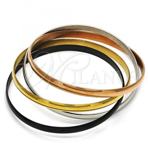 Stainless Steel Set Bangle, Polished, Tricolor, 07.244.0003.06 (05 MM Thickness, Size 6 - 2.75 Diameter)