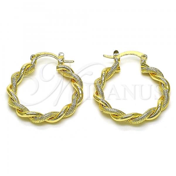 Oro Laminado Small Hoop, Gold Filled Style Diamond Cutting Finish, Golden Finish, 02.170.0398.25