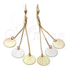 Oro Laminado Long Earring, Gold Filled Style Matte Finish, Tricolor, 5.088.004