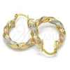 Oro Laminado Small Hoop, Gold Filled Style Brushed Finish, Tricolor, 5.149.005.25
