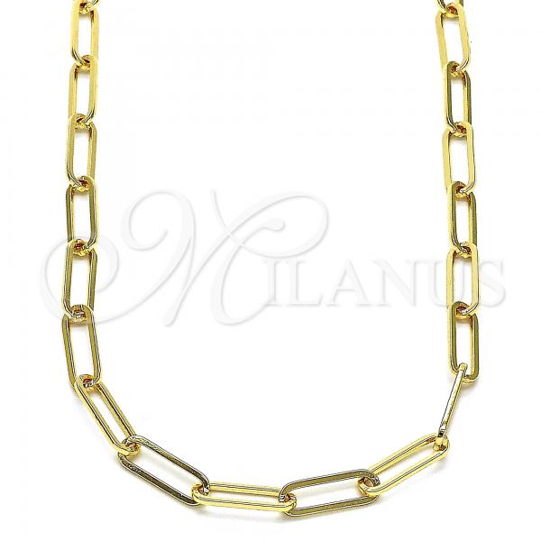 Oro Laminado Basic Necklace, Gold Filled Style Paperclip Design, Polished, Golden Finish, 04.63.1394.16