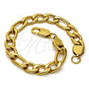 Stainless Steel Basic Bracelet, Figaro Design, Polished, Golden Finish, 03.256.0002.09