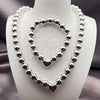 Rhodium Plated Necklace and Bracelet, Chunky and Heart Design, Polished, Rhodium Finish, 06.341.0010