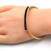 Oro Laminado Individual Bangle, Gold Filled Style with Black Crystal, Polished, Golden Finish, 07.308.0004.04 (03 MM Thickness, Size 4 - 2.25 Diameter)