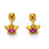 Stainless Steel Stud Earring, Star Design, with Pink Crystal, Polished, Golden Finish, 02.271.0016.3