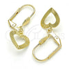 Oro Laminado Dangle Earring, Gold Filled Style Heart Design, Golden Finish, 5.082.008