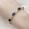 Oro Laminado Tennis Bracelet, Gold Filled Style Hugs and Kisses Design, with Sapphire Blue and White Cubic Zirconia, Polished, Golden Finish, 03.206.0001.1.07