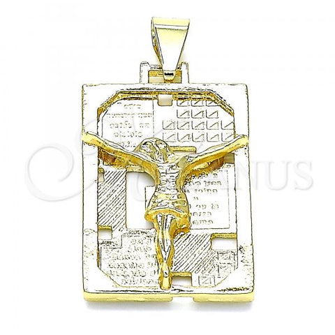 Oro Laminado Fancy Pendant, Gold Filled Style Jesus Design, Polished, Golden Finish, 05.213.0127