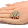 Oro Laminado Multi Stone Ring, Gold Filled Style Spiral Design, with White Crystal, Polished, Golden Finish, 01.160.0004.09 (Size 9)