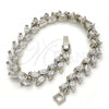 Rhodium Plated Tennis Bracelet, Leaf Design, with White Cubic Zirconia, Polished, Rhodium Finish, 03.210.0018.1.07