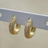 Oro Laminado Huggie Hoop, Gold Filled Style with Pink Cubic Zirconia, Polished, Golden Finish, 02.210.0557.3.12