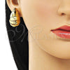 Oro Laminado Stud Earring, Gold Filled Style Chunky Design, Polished, Golden Finish, 02.341.0159