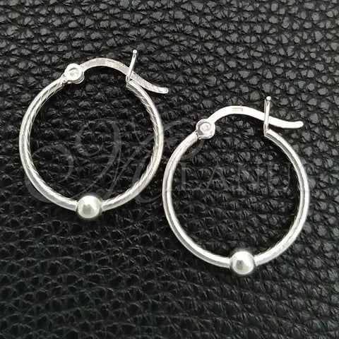 Sterling Silver Small Hoop, and Ball Polished, Silver Finish, 02.399.0018.20