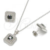 Sterling Silver Earring and Pendant Adult Set, with  Cubic Zirconia and White Micro Pave, Polished, Rhodium Finish, 10.186.0032