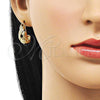 Oro Laminado Stud Earring, Gold Filled Style Diamond Cutting Finish, Golden Finish, 02.163.0331