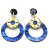 Oro Laminado Long Earring, Gold Filled Style Blue Resin Finish, Golden Finish, 02.268.0074.2
