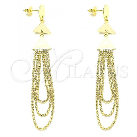 Sterling Silver Long Earring, Polished, Golden Finish, 02.186.0200.1