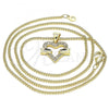 Oro Laminado Pendant Necklace, Gold Filled Style Heart Design, with White Micro Pave, Polished, Golden Finish, 04.156.0341.20